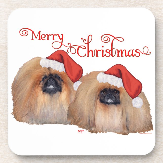 Dessous-de-verre Pekingese Merry Christmas (Devant)