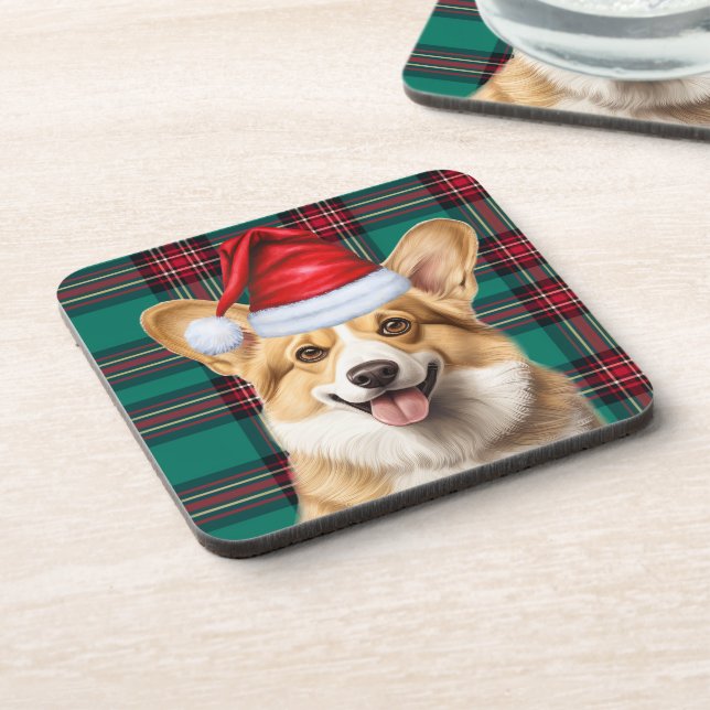 Dessous-de-verre Pembroke Welsh Corgi Chien Rouge Vert Vacances Pla (Côté gauche)