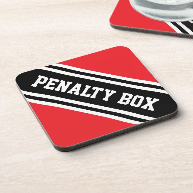 Dessous-de-verre PENALTY BOX Athletic Red Black White Stripes (Côté gauche)