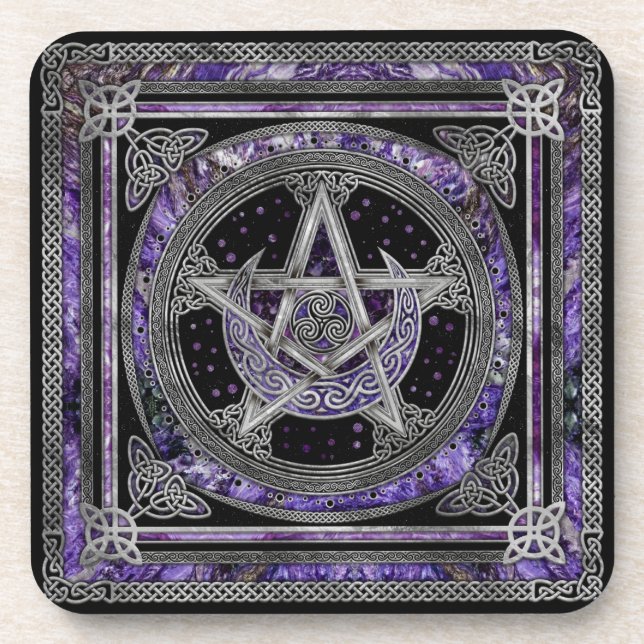 Dessous-de-verre Pentagram Triskelion Amethyst Moon (Devant)
