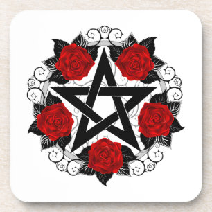 Dessous-de-verre Pentagramme aux roses rouges