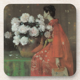 Dessous-de-verre Peonies by William Merritt Chase, Vintage Fine Art