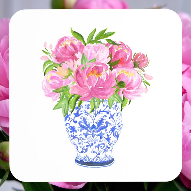 Dessous-de-verre Peonies Chinoiserie Vase (Créateur téléchargé)