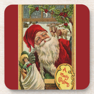 Dessous-de-verre Père Noël à la fenêtre avec jouets