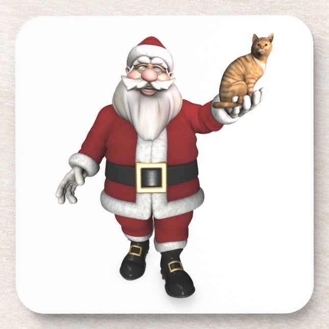 Dessous-de-verre Père Noël Avec Tabby Rouge (Devant)