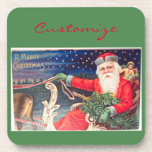 Dessous-de-verre père Noël en traîneau Thunder_Cove vintage