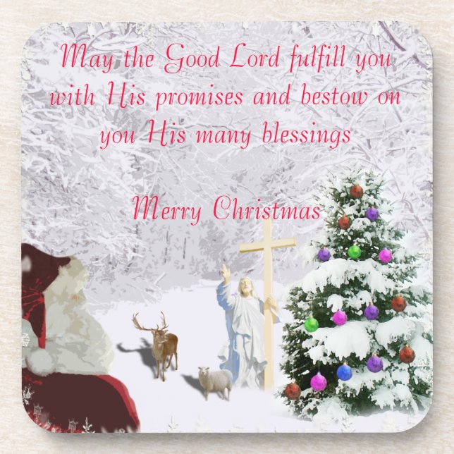 Dessous-de-verre Père Noël rencontre Jésus (Devant)