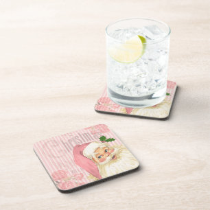 Dessous-de-verre Père Noël victorien vintage rose Fleurs roses démo