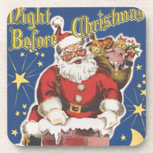 Dessous-de-verre Père Noël vintage, La Nuit avant Noël