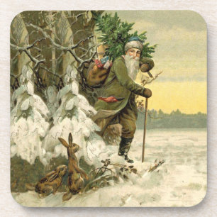 Dessous-de-verre Père Noël vintage Noël victorien vacances Arbre 