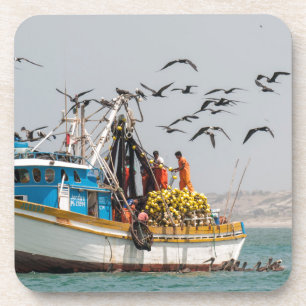 Dessous-de-verre Pérou, Los Organos. Bateau De Pêche À Los Organos