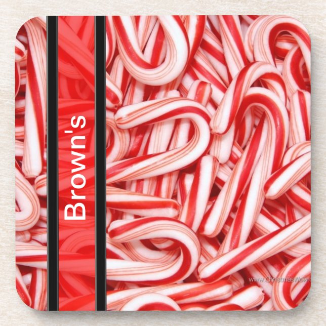 Dessous-de-verre Personalized Candy Cane Coasters Template (Devant)