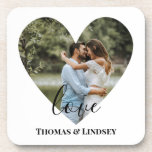 Dessous-de-verre Personalized Photo Heart Frame Modern Calligraphy<br><div class="desc">The design has white heart frame on center and modern calligraphy texts which can be customized to your preference. Replace the picture in the center with your own wedding photo. It will make a lovely custom made wedding favor gifts for your guests or for your own keepsake.</div>