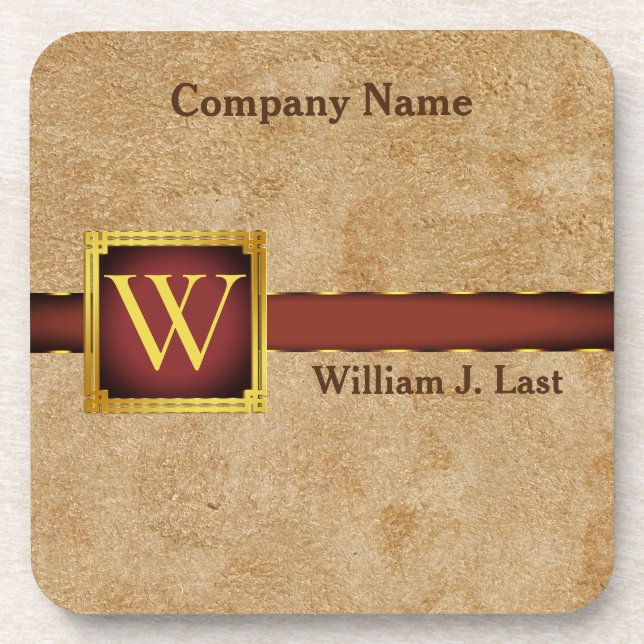 Dessous-de-verre Personalized Tan Chamois Faux Leather (Devant)