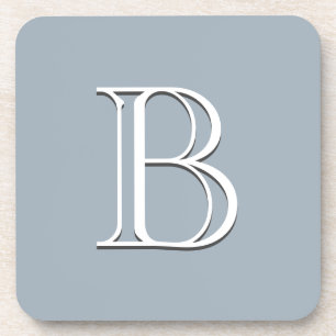 Dessous-de-verre Personnalisé Monogramme initial doux bleu & blanc