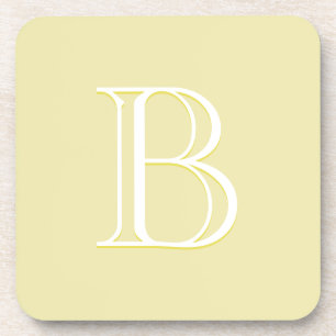 Dessous-de-verre Personnalisé Monogramme initial Jaune clair