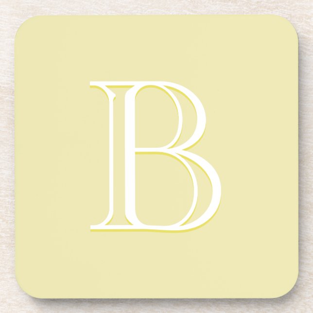 Dessous-de-verre Personnalisé Monogrammé Initiale Jaune Clair (Devant)