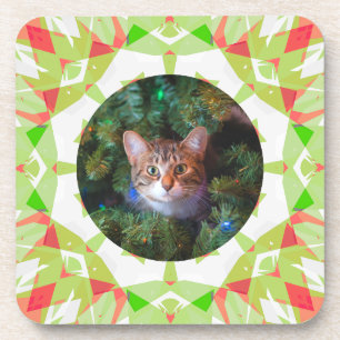 Dessous-de-verre Personnalisé Red Green Orange Joyeux Noël Pet Phot