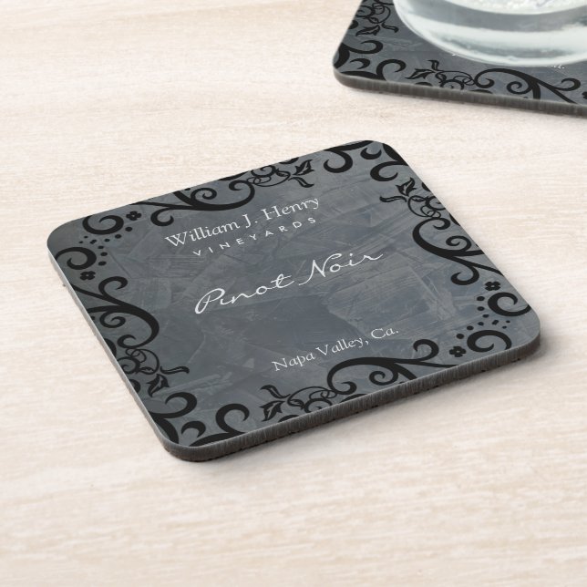 Dessous-de-verre Personnaliser le vin Slate And Black Scroll (Côté gauche)