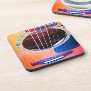 Dessous-de-verre Perspective de guitare acoustique Couleurs de la m