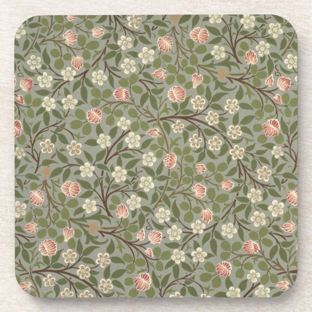 Dessous-de-verre Petite conception de papier peint de fleur rose et (Devant)