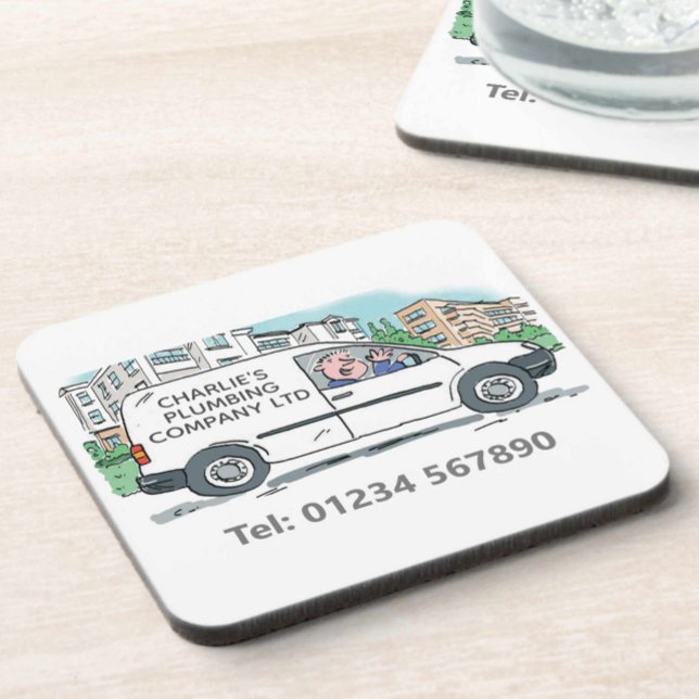 Dessous-de-verre Petite entreprise avec nom sur la camionnette de l (Créateur téléchargé)