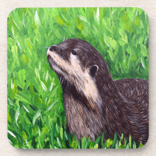 Dessous-de-verre Petite peinture de loutre de rivière