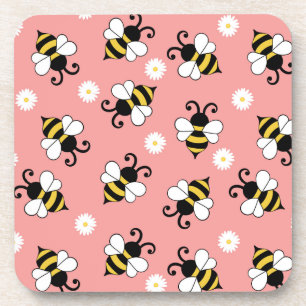 Dessous-de-verre Petites abeilles mignonnes et fleurs marguerites m