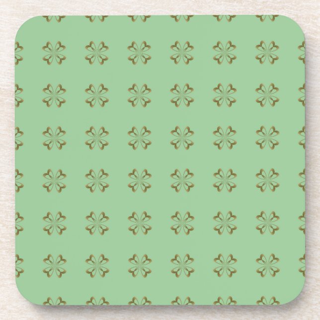 Dessous-de-verre Petites fleurs dorées sur menthe (Devant)