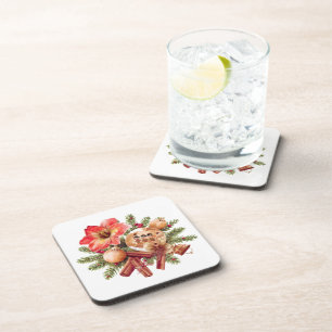 Dessous-de-verre Petits Brownies Pain d'épice avec Amaryllis Rouge
