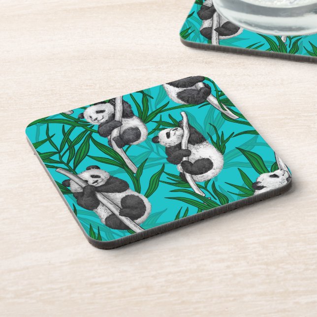 Dessous-de-verre Petits panda turquoise (Côté gauche)