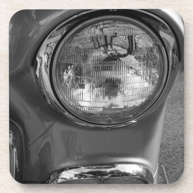 Dessous-de-verre Phare de la Chevy 55 en nuances de gris (Devant)