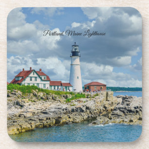 Dessous-de-verre phare de Portland, Maine (étiqueté)
