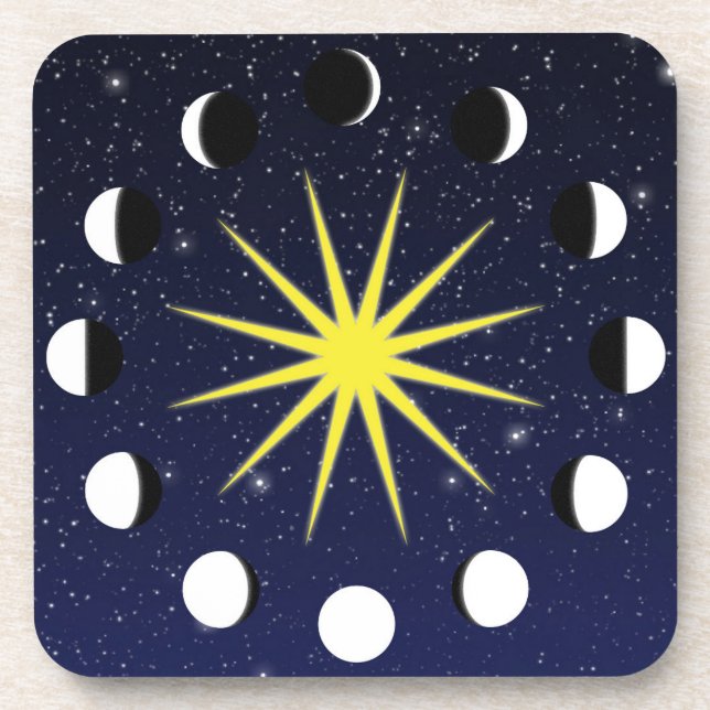 Dessous-de-verre Phases et étoiles du soleil, de la lune (Devant)