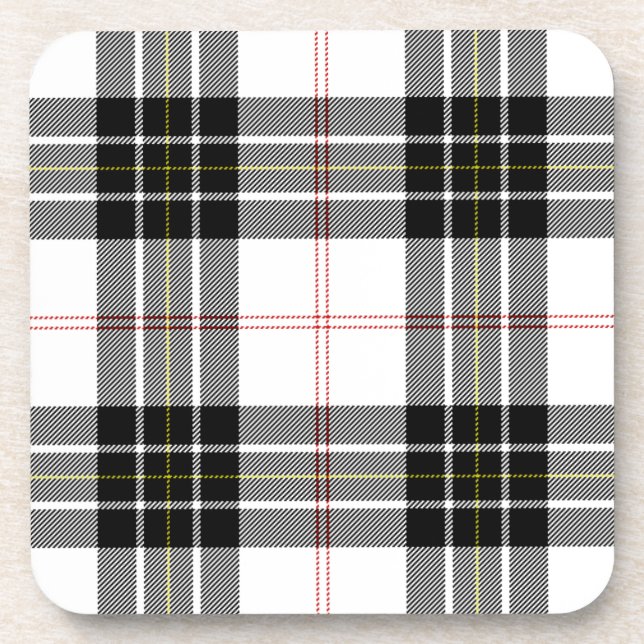 Dessous-de-verre Pherson tartan noir blanc plaid (Devant)