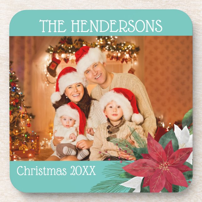 Dessous-de-verre Photo Christmas Poinsettia (Devant)