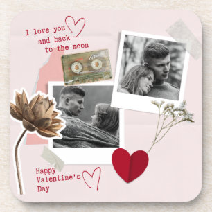 Dessous-de-verre Photo de couple vintage Saint-Valentin Noir et bla