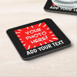 Dessous-de-verre Photo et texte personnalisés<br><div class="desc">Coaster photo et texte personnalisé</div>