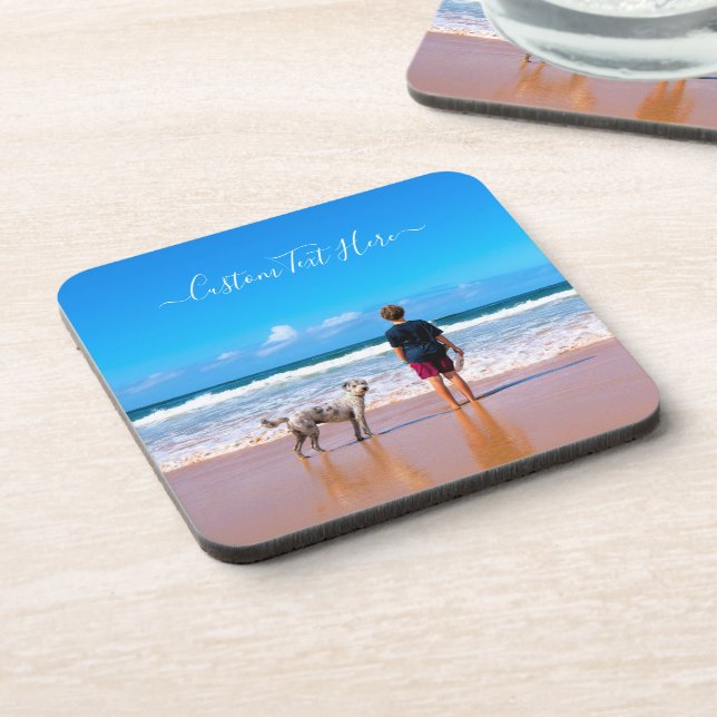 Dessous-de-verre Photo personnalisée Texte Beverage Coaster vos pho (Côté gauche)