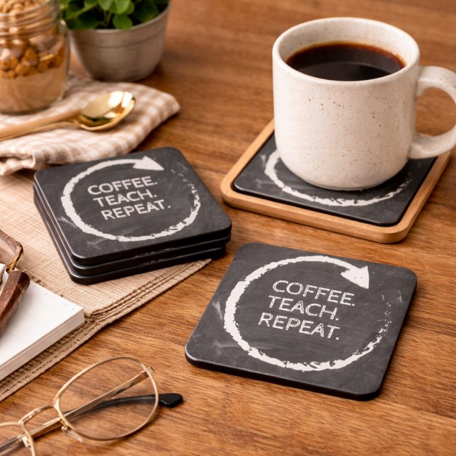Dessous-de-verre Phrase personnalisable Café Enseigner Répéter (Créateur téléchargé)