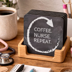Dessous-de-verre Phrase personnalisable Café Infirmière Répéter