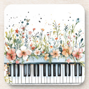 Dessous-de-verre Piano Keys Printemps Floral Bouquet de la barbecue