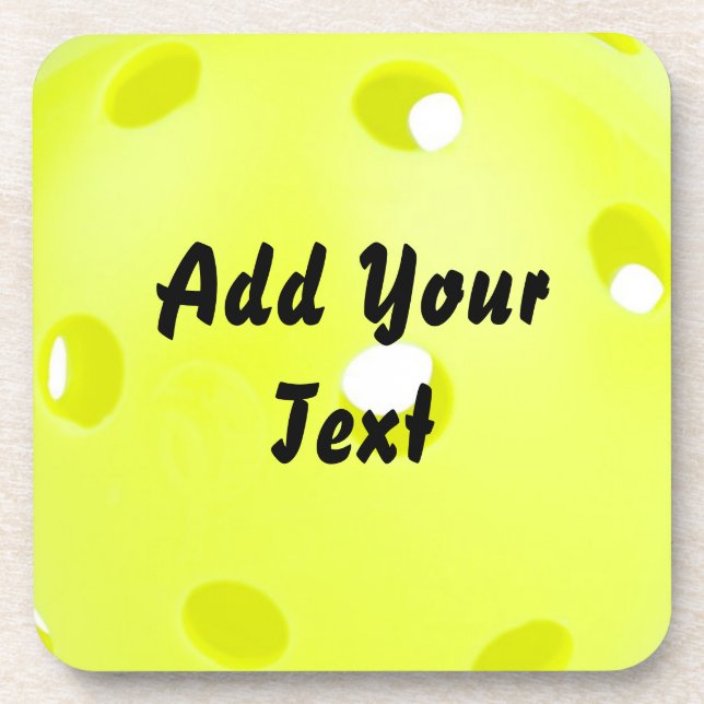 Dessous-de-verre Pickleball Pickle Ball Jaune Personnaliser Persona (Devant)