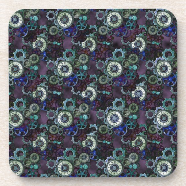 Dessous-de-verre pièces de montre steampunk - imprimé violet par Le (Devant)