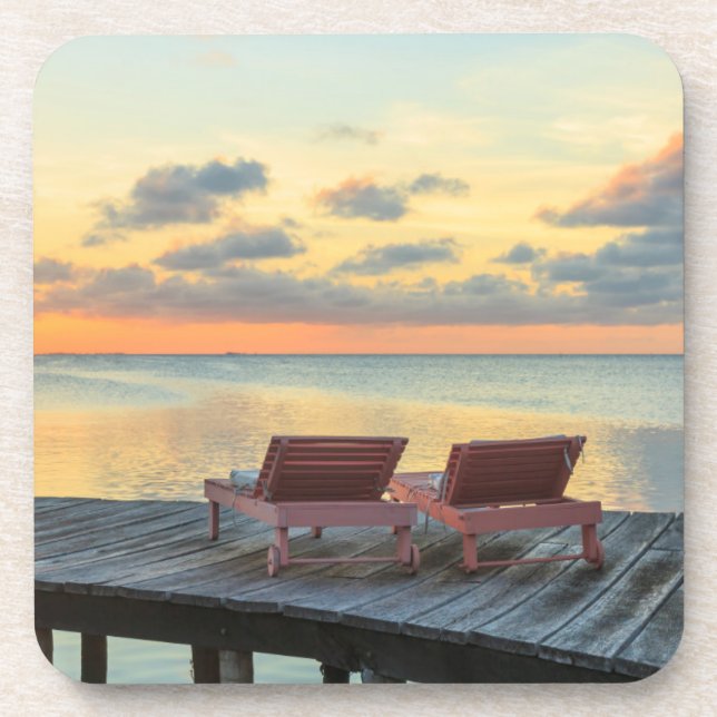 Dessous-de-verre Pier surplombe l'océan, Belize (Devant)