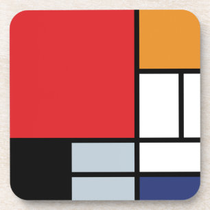Dessous-de-verre Piet Mondrian - Composition avec grand plan rouge