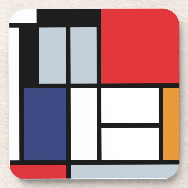 Dessous-de-verre Piet Mondrian - Composition avec un grand plan rou (Devant)