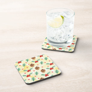 Dessous-de-verre Pine Cones et Motif de Noël Holly