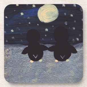 Dessous-de-verre Pingouin par lumière lune