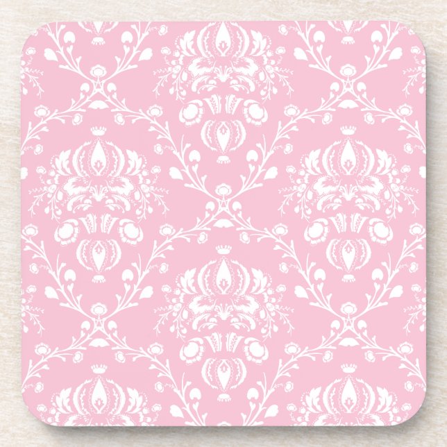 Dessous-de-verre Pink and White Damask (Devant)